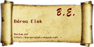 Béres Elek névjegykártya