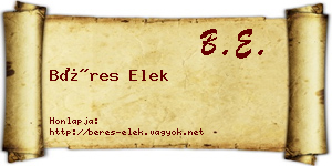 Béres Elek névjegykártya